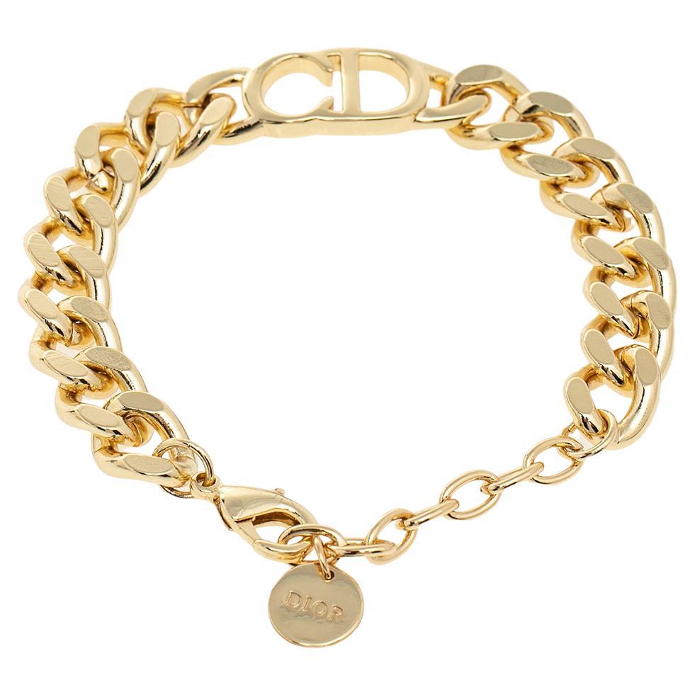 Christian Dior Danseuse Etoile CD Chain Bracelet Metal Gold 2025561