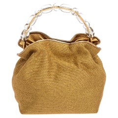 Dior Gold Woven Raffia Hobo