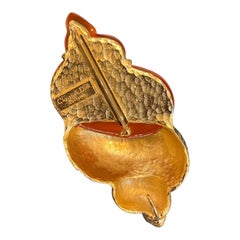 Dior Golden Maxi Shell Gold Plated and Lucite Brooch