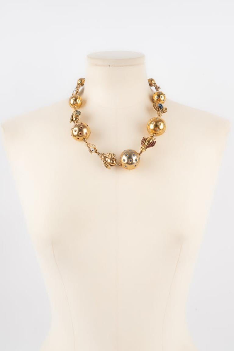 Dior Golden Metal Bee Necklace, 1990s In Good Condition For Sale In SAINT-OUEN-SUR-SEINE, FR