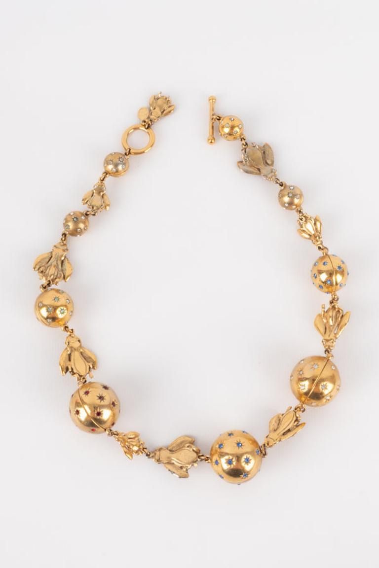 Women's Dior Golden Metal Bee Necklace, 1990s For Sale