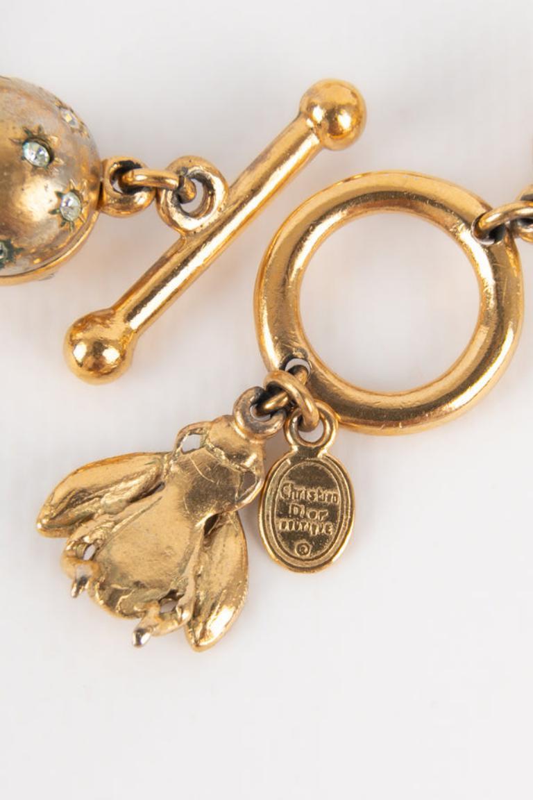 Dior Golden Metal Bee Necklace, 1990s For Sale 2
