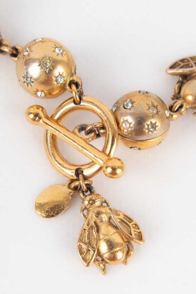 Dior Golden Metal Bee Necklace, 1990s For Sale 3