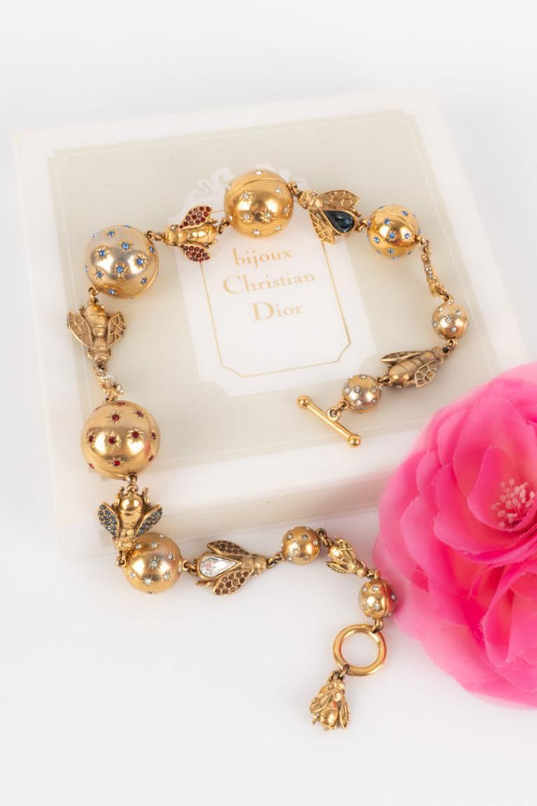 Dior Golden Metal Bee Necklace, 1990s For Sale 5