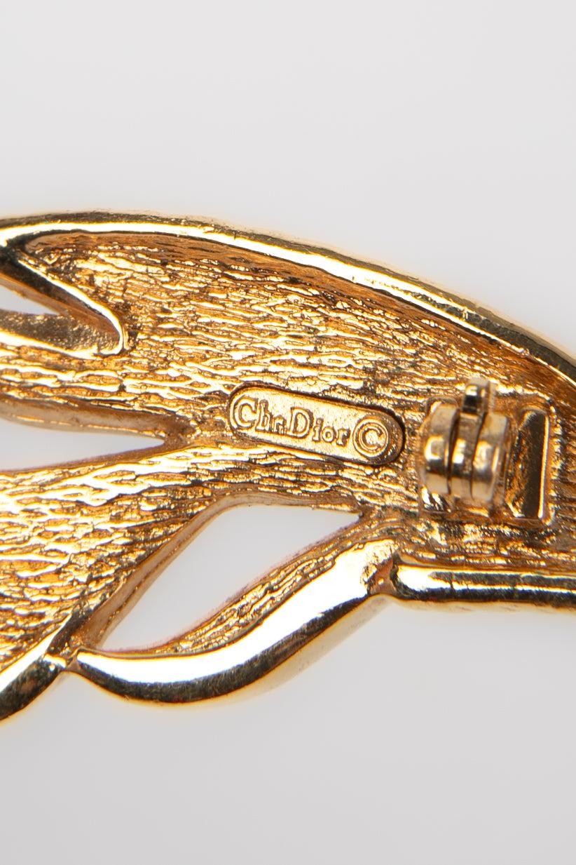 Women's Dior Golden Metal Feather Brooch For Sale