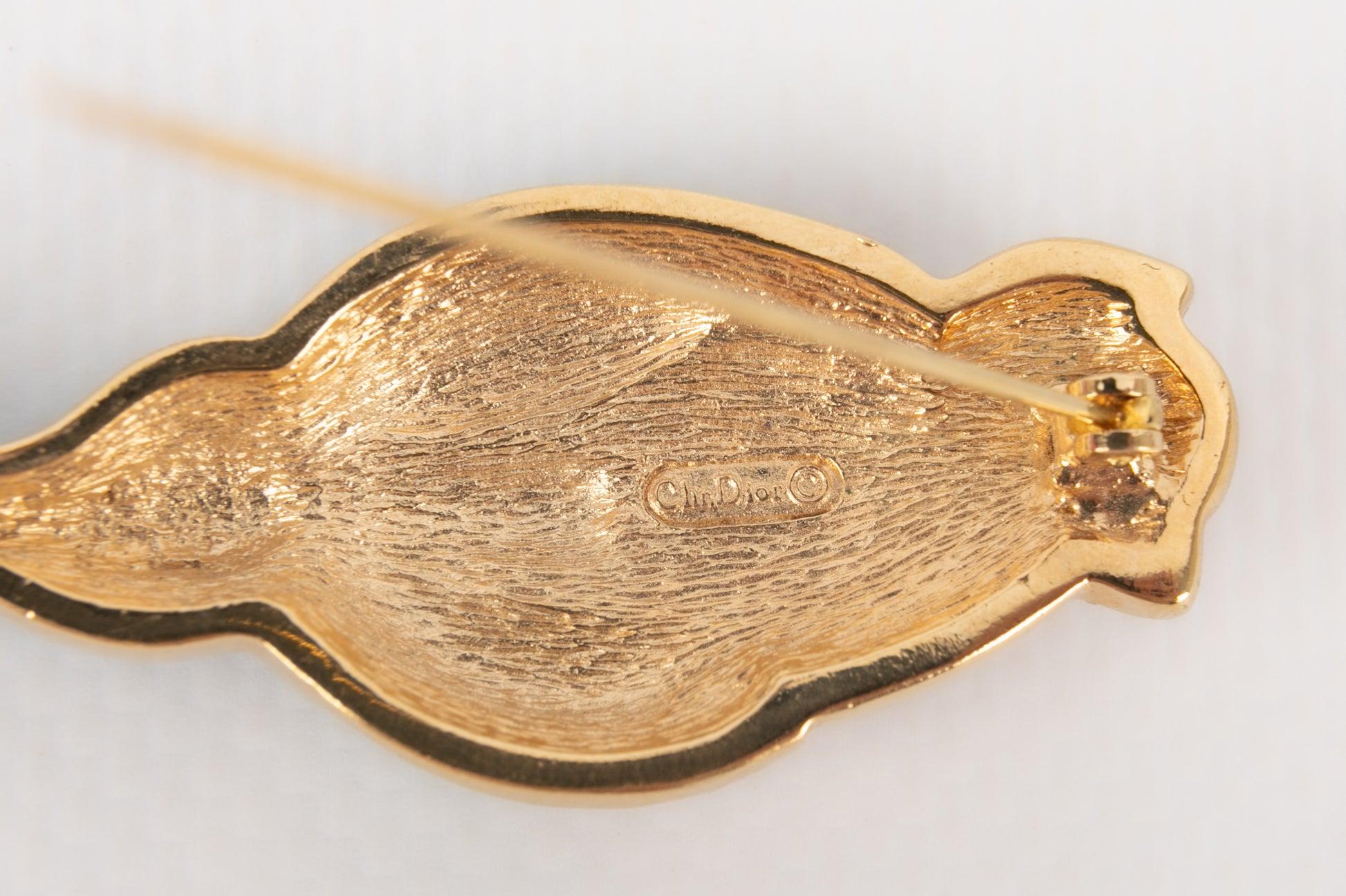 Women's Dior Golden Metal Flower Brooch For Sale