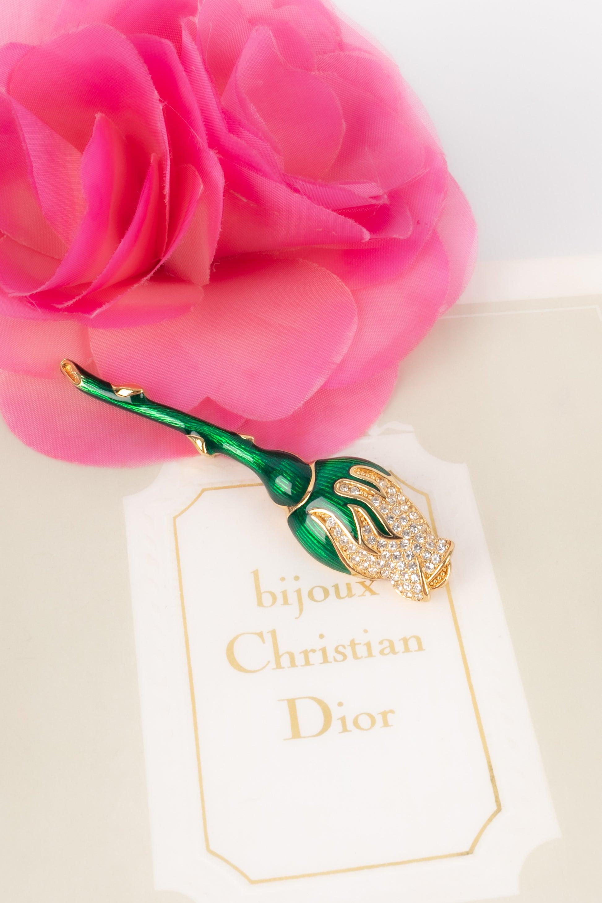 Dior Goldene Metall-Blumenbrosche im Angebot 2