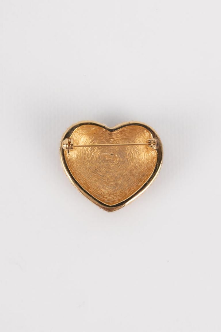 Women's Dior Golden Metal Heart Brooch For Sale