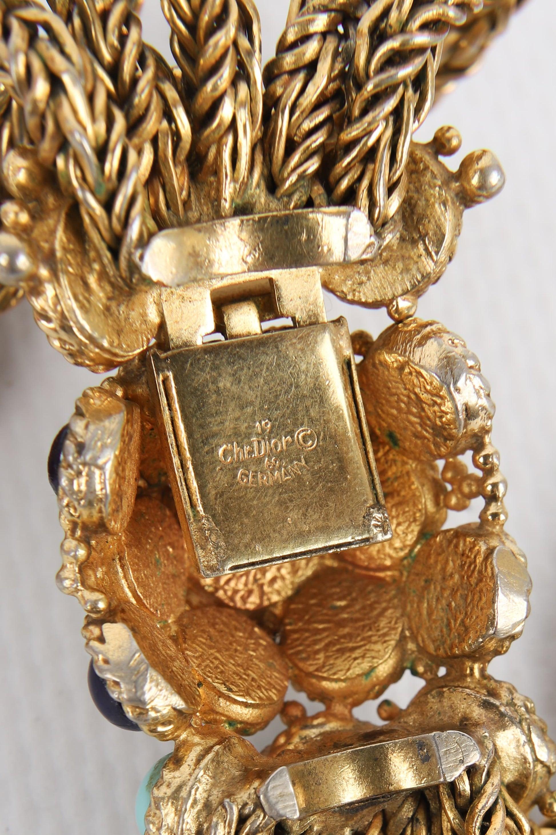 Dior Goldene lange Metallkette Halskette, 1969 im Angebot 2