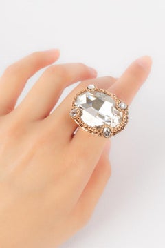 Dior Golden Ring with Rhinestones