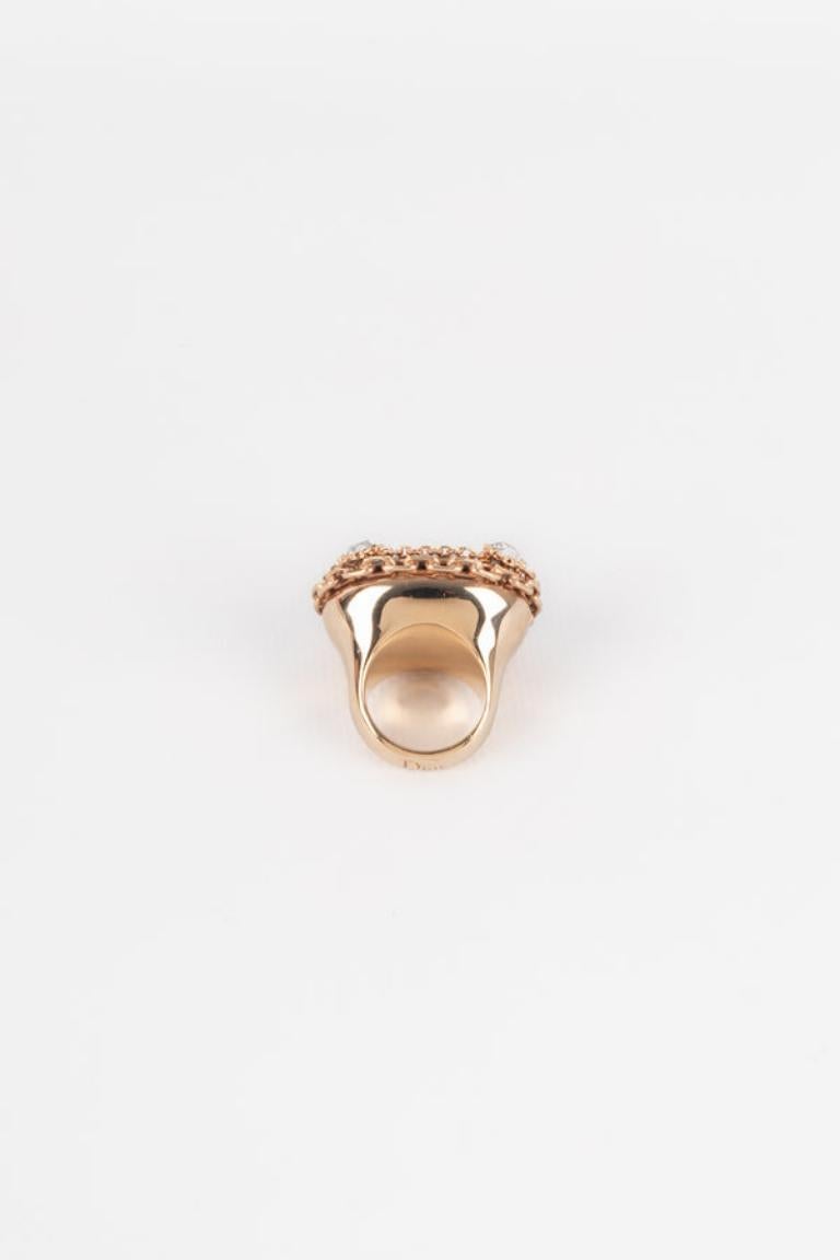 Women's Dior Golden Ring with Rhinestones For Sale