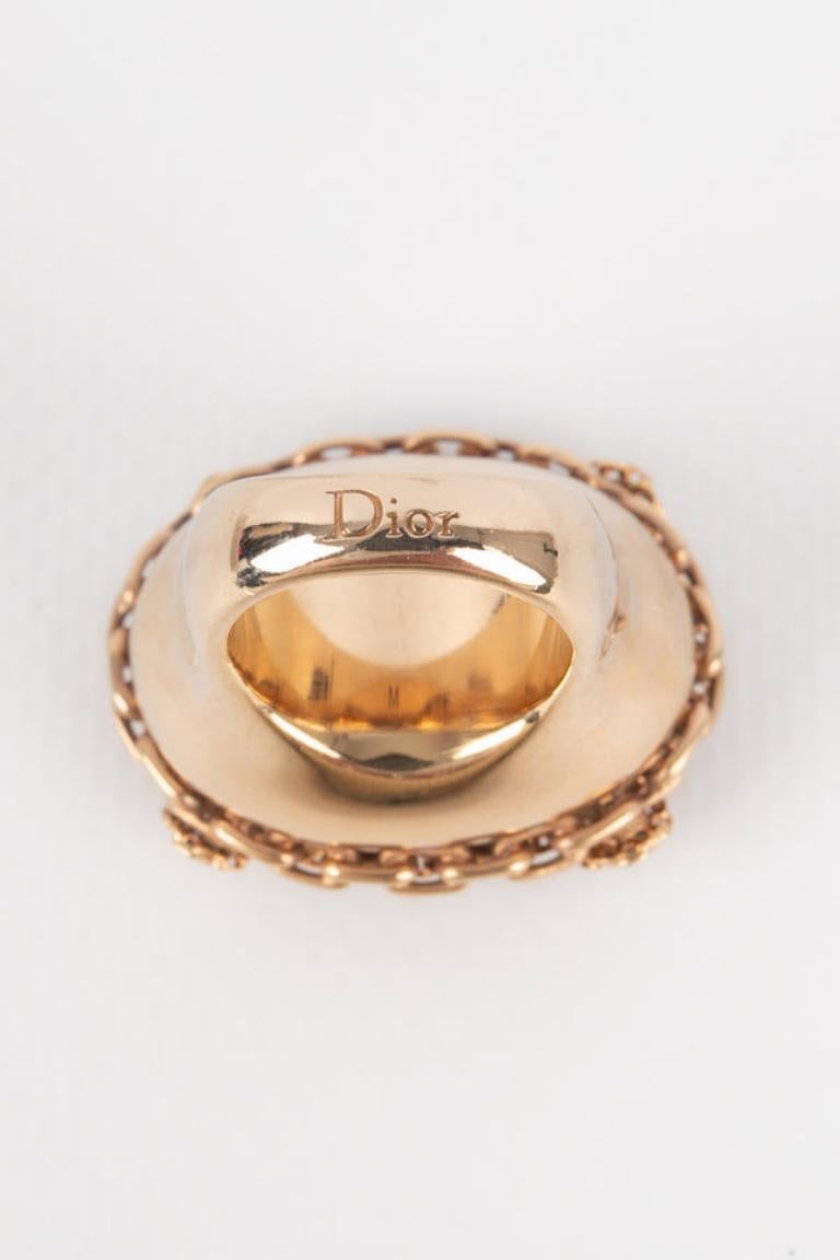 Dior Golden Ring with Rhinestones For Sale 1