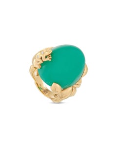 Dior "Gourmande" Chrysoprase Diamonds 18k Yellow Gold Cocktail Ring