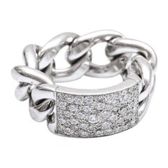 Dior Gourmette Diamonds Pave White Gold Chain Link Ring Large Model