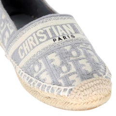 Dior Granville Espadrille 37 Canvas Logo Monogram Slip on Flats CD-0516N-0178