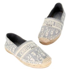 Dior Granville Espadrille 37 Canvas Logo Monogram Slip on Flats CD-0516N-0178