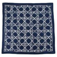 Dior Graphic Print Blue and White Silk Scarf
