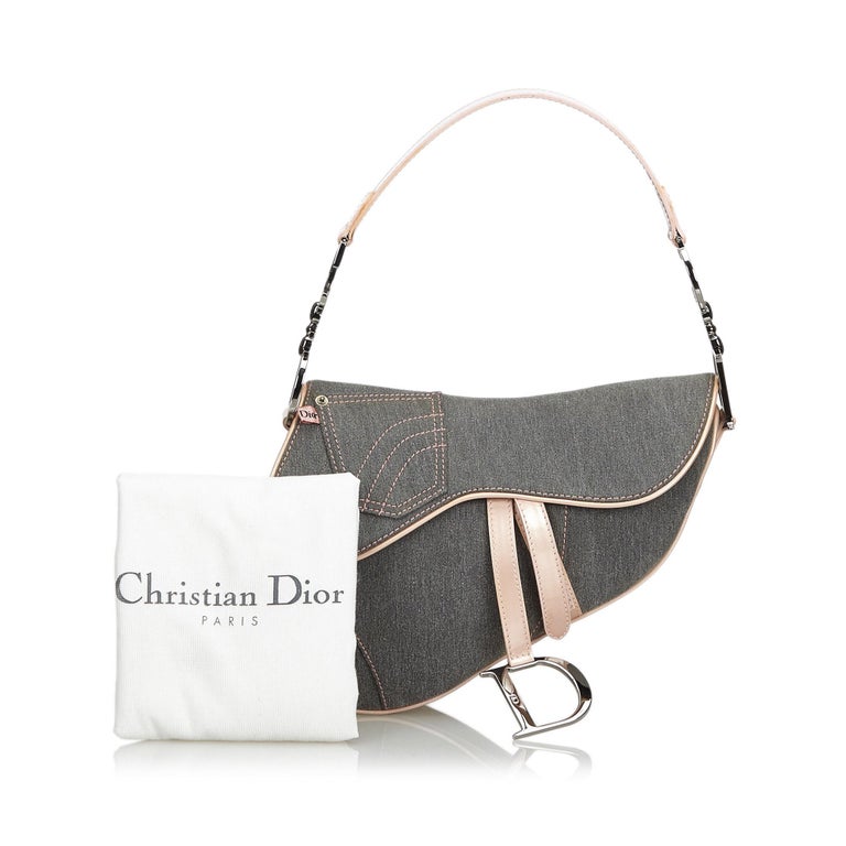 Dior Gray Denim Saddle Bag For Sale at 1stDibs