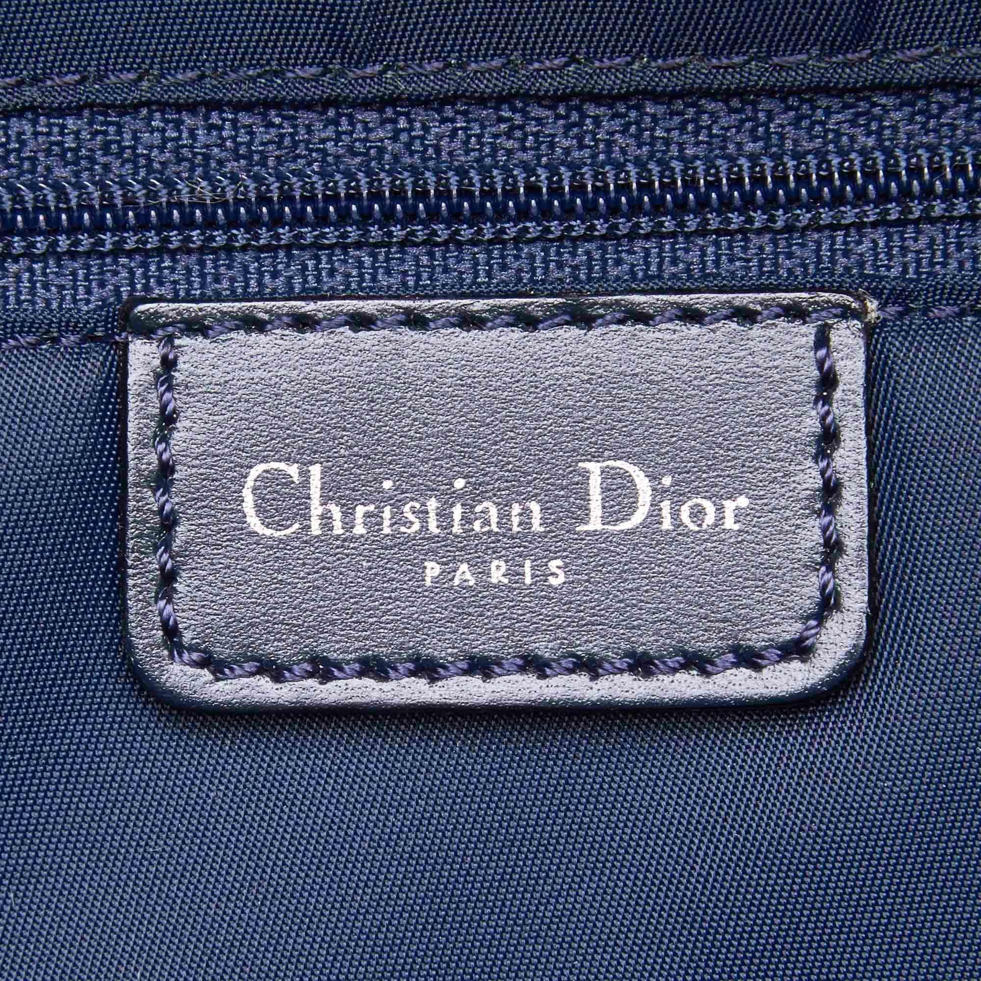 Dior Gray Light Gray Canvas Fabric Oblique Travel Bag France w/ Dust Bag 2