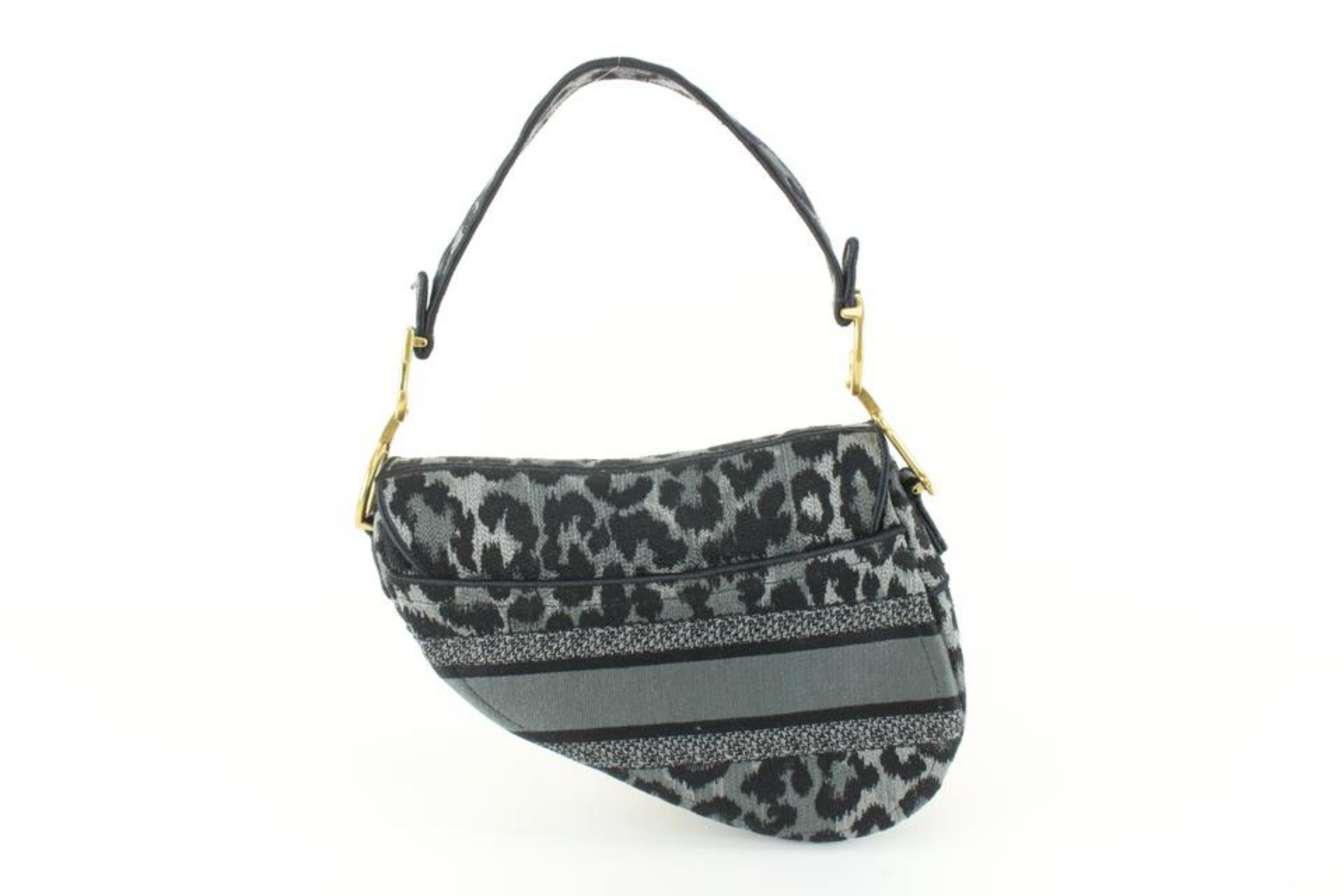 Dior Gray Mizza Embroidery Leopard Saddle Bag 96d729s at 1stDibs | grey ...
