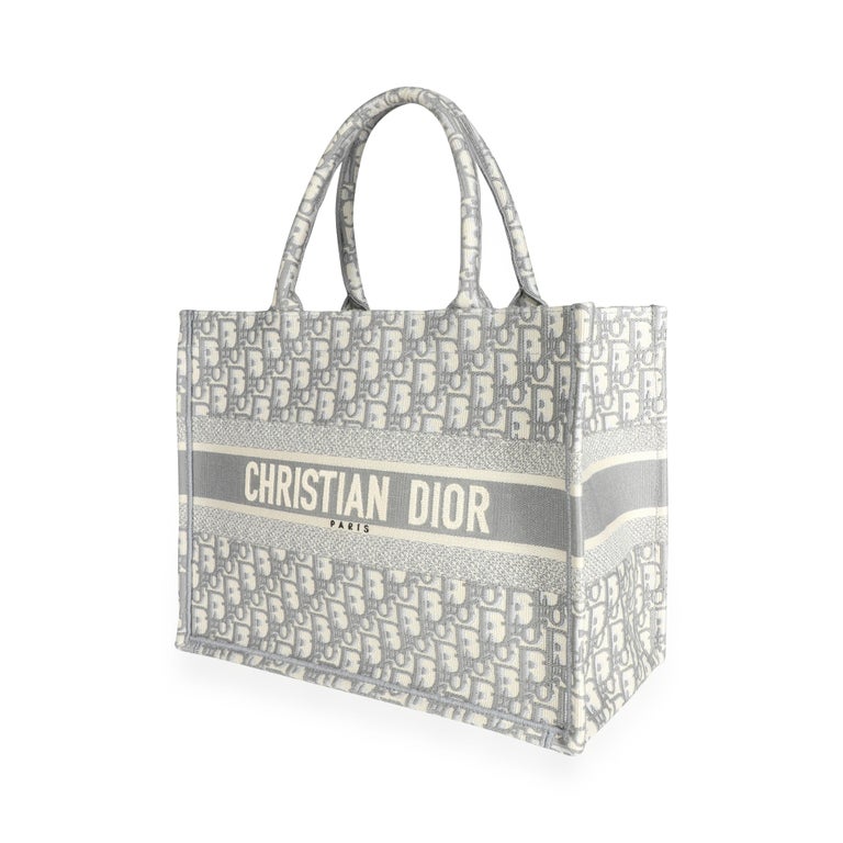 Dior Oblique Embroidery Mini Book Tote Gray For Sale at 1stDibs