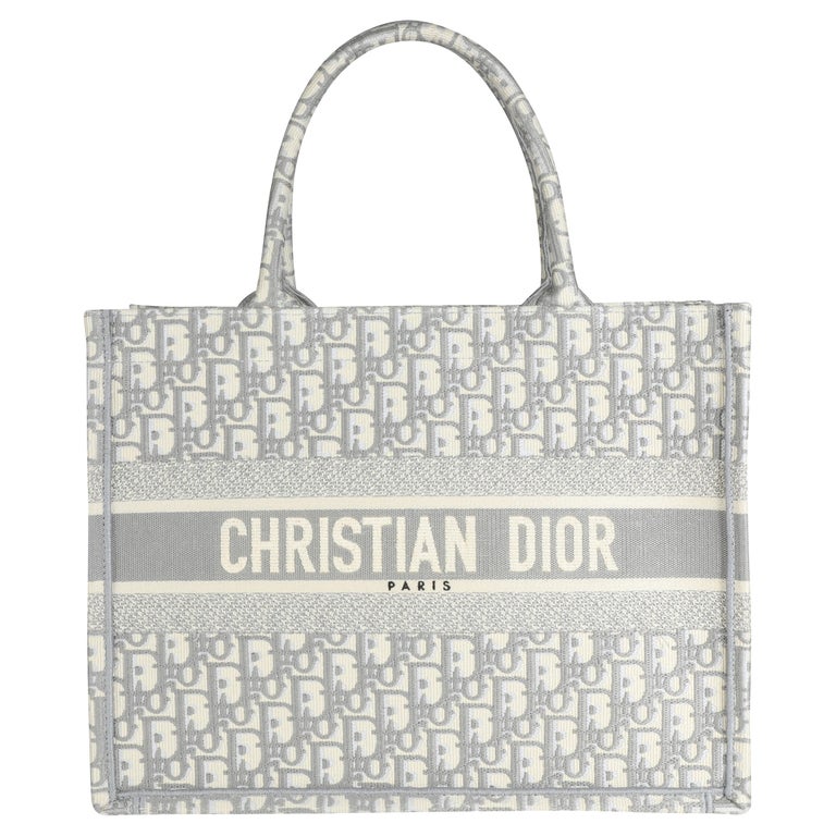 Christian Dior Gray/White Oblique Canvas and Leather Bag Shoulder