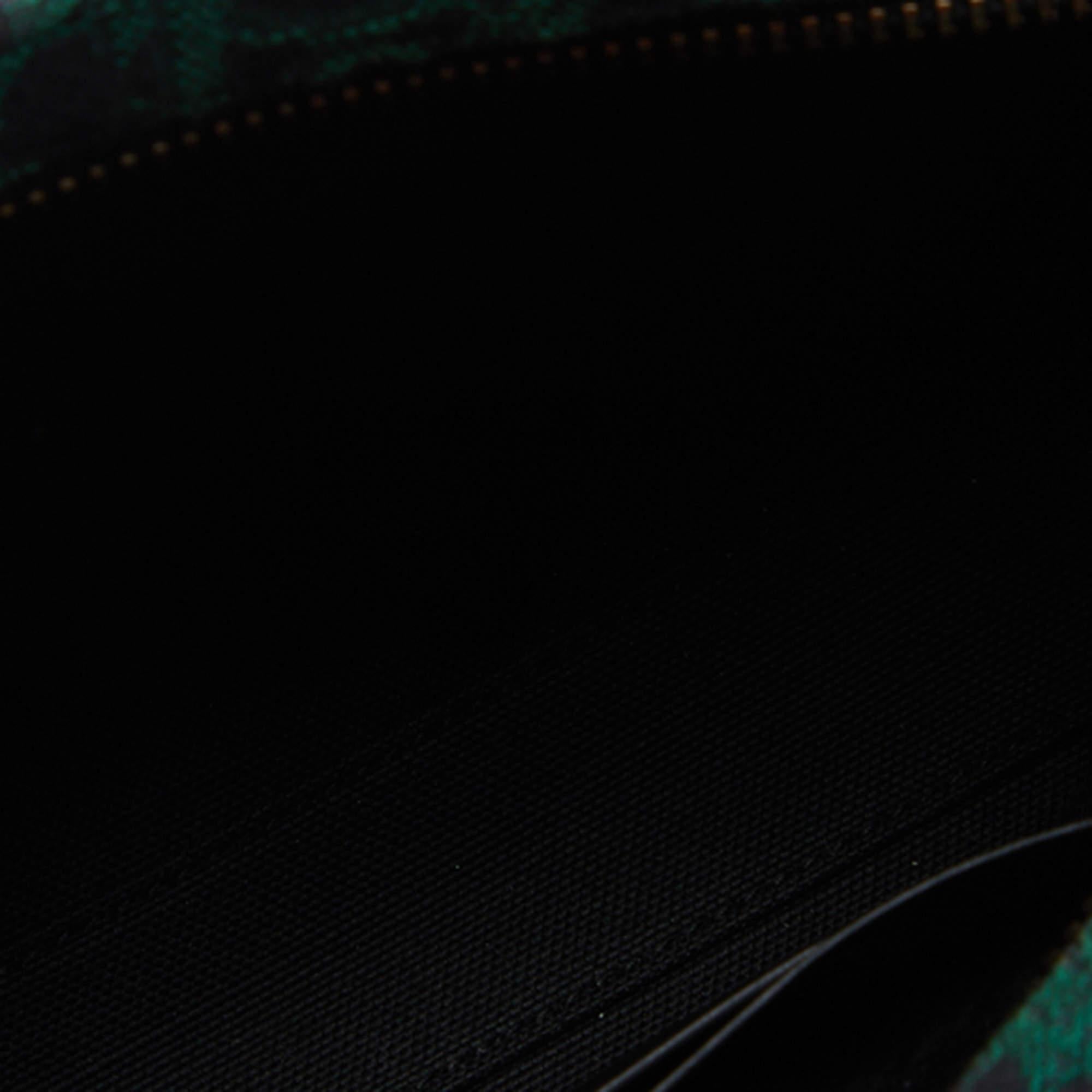 Dior Green/Black Oblique Canvas Zip Pouch Clutch 2