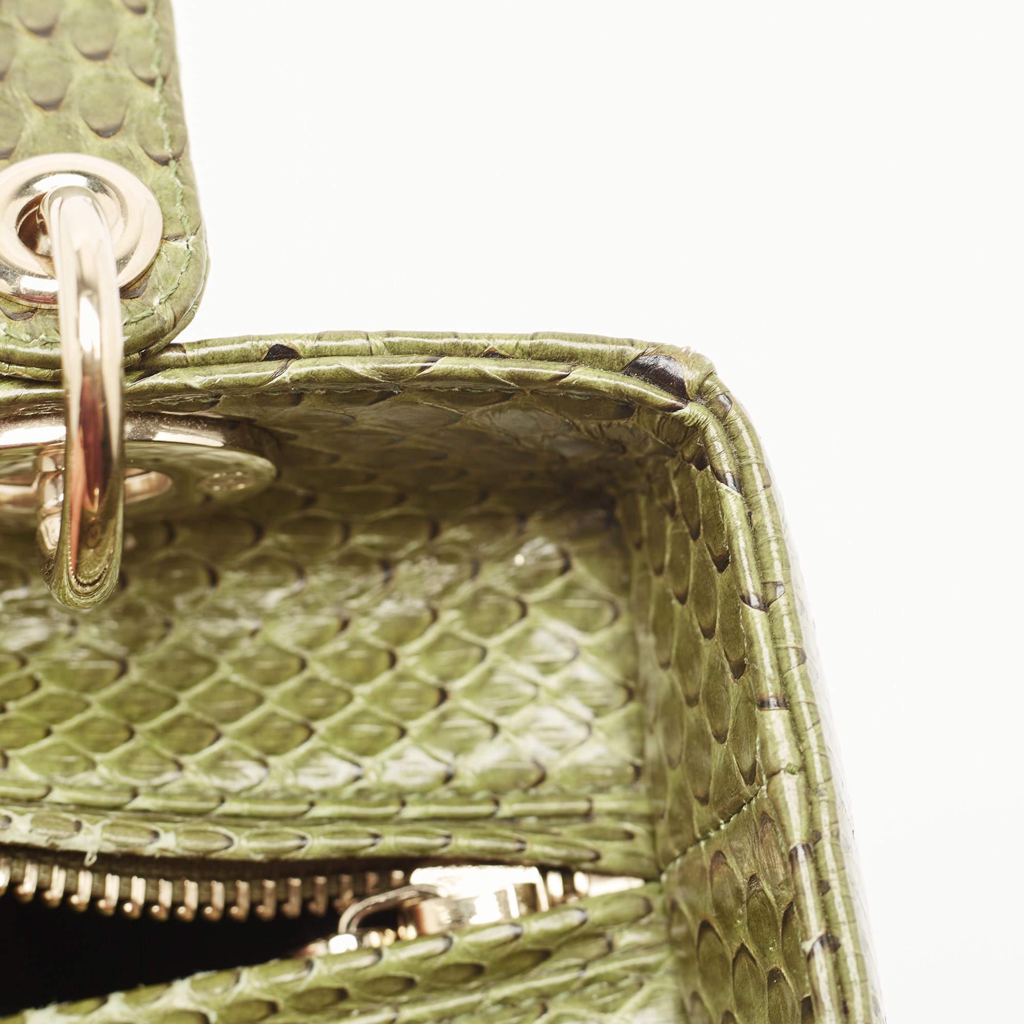 Dior Green/Black Python Medium Lady Dior Tote 6