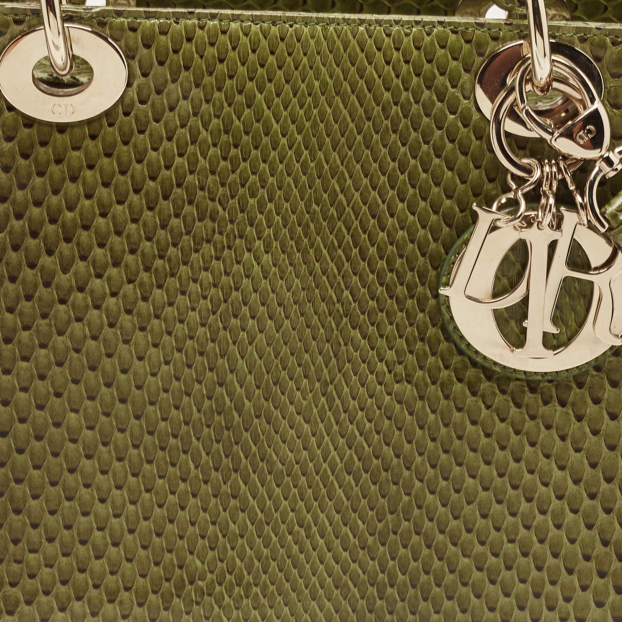 Dior Green/Black Python Medium Lady Dior Tote 9