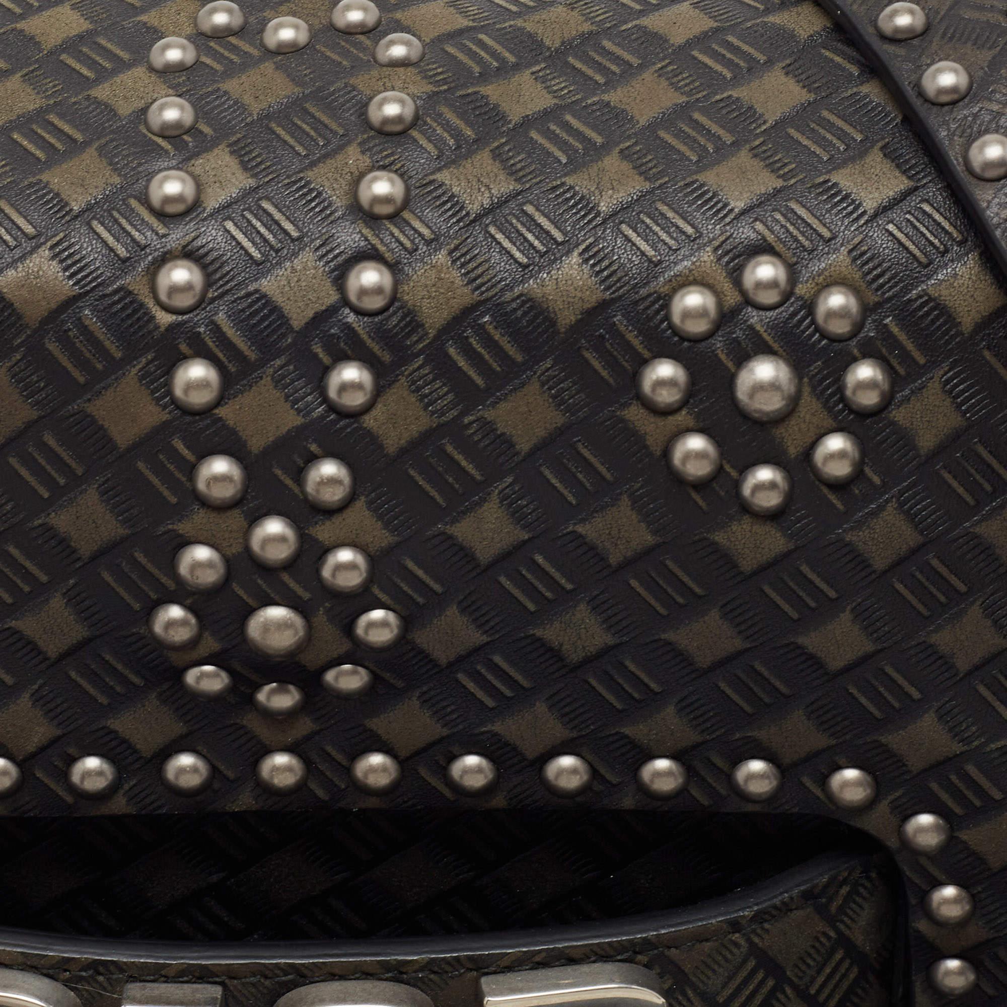 Dior Green/Black Studded Leather Medium Dio(r)evolution J'Adior Chain Bag For Sale 8