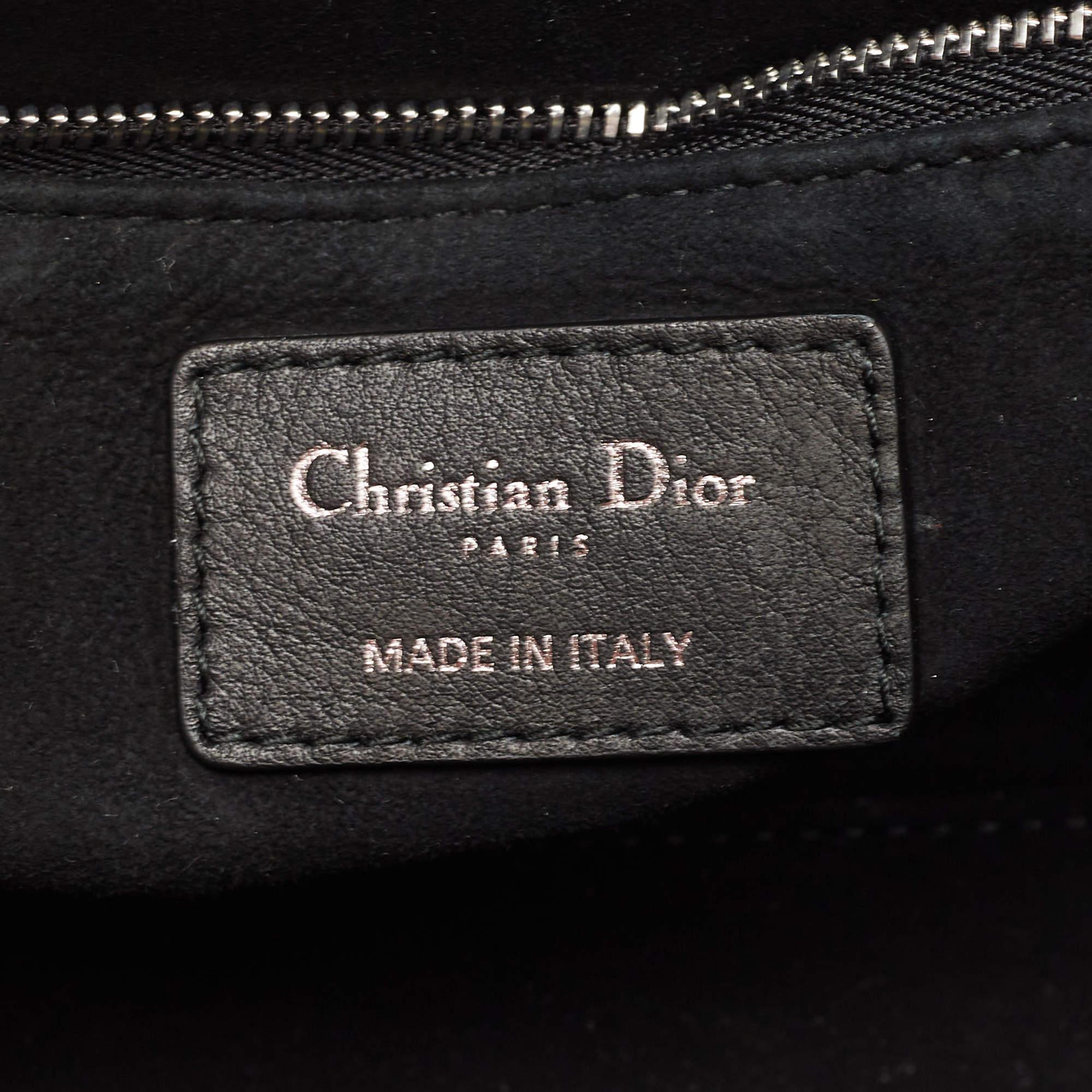 Dior Green/Black Studded Leather Medium Dio(r)evolution J'Adior Chain Bag For Sale 4