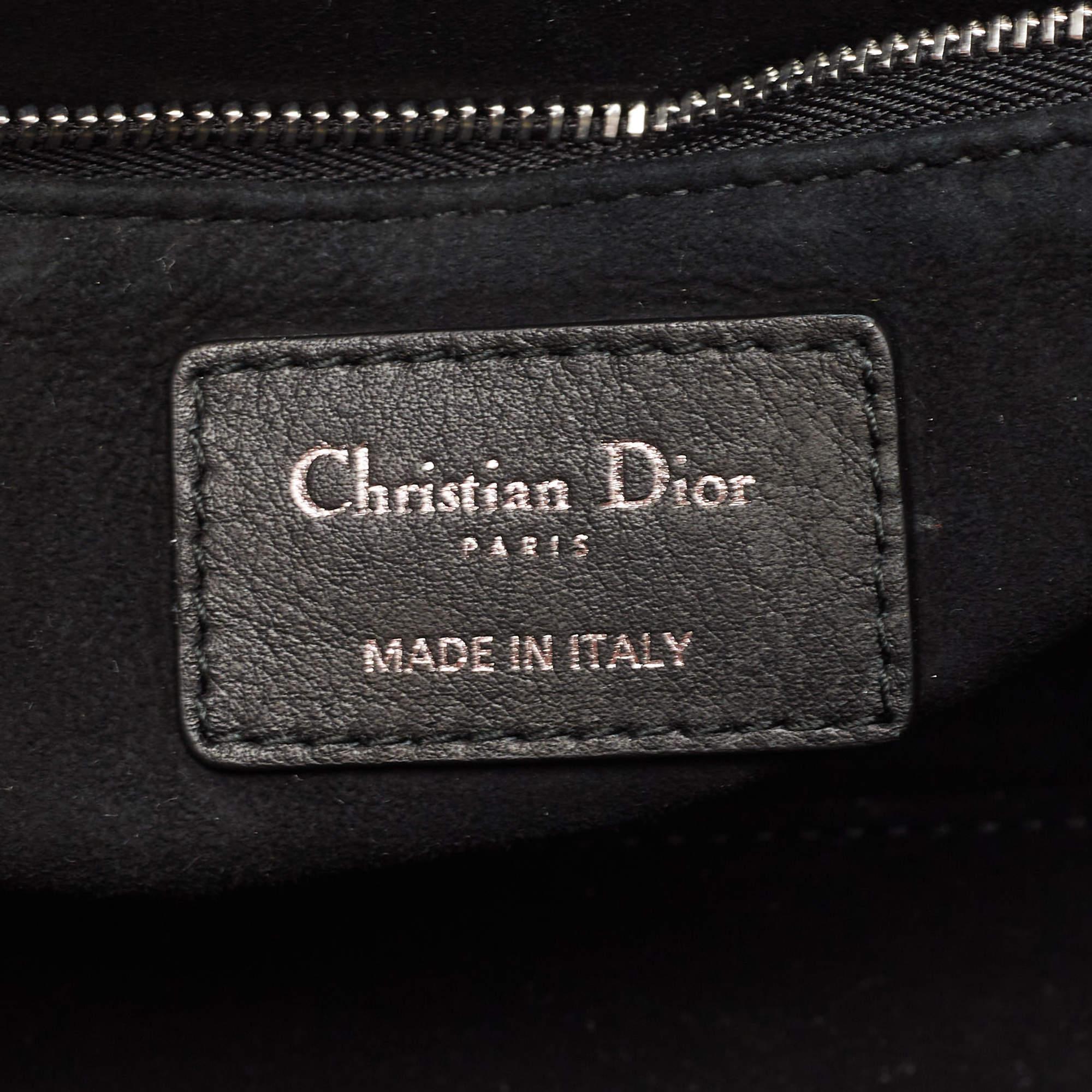 Dior Green/Black Studded Leather Medium Dio(r)evolution J'Adior Chain Bag For Sale 5