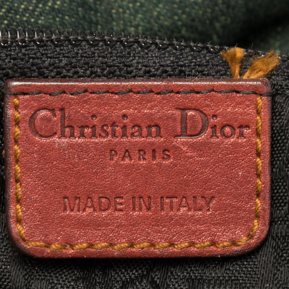 Dior Green/Brown Canvas and Leather Large Gaucho Double Saddle Bag 4