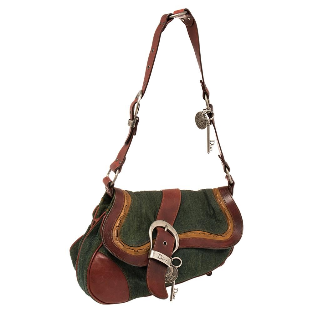 dior saddle bag green leather