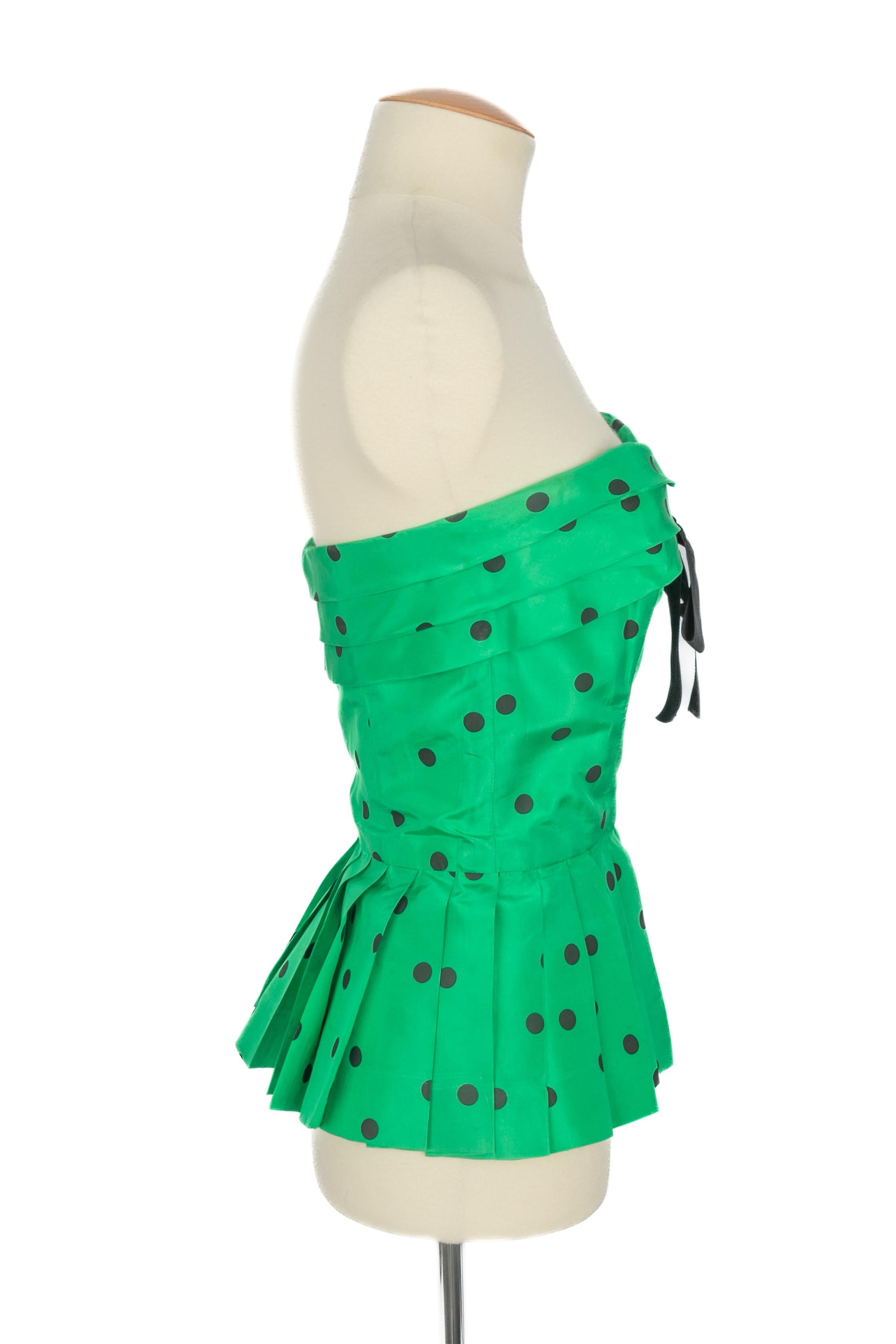 Dior green bustier top In Excellent Condition For Sale In SAINT-OUEN-SUR-SEINE, FR