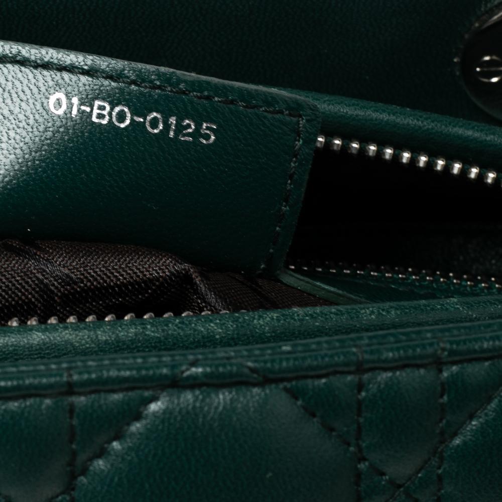 Dior Green Cannage Leather Medium Lady Dior Tote 6