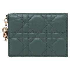 Dior Green Cannage Leather Mini Lady Dior Card Case
