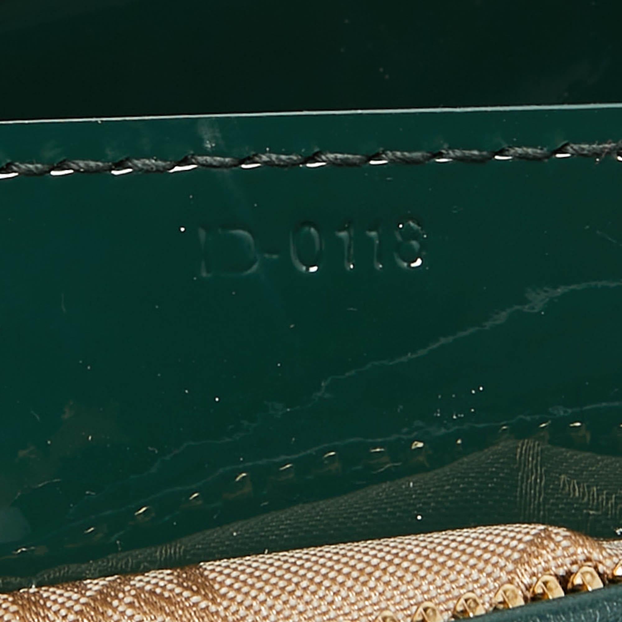 Dior Green Cannage Patent Leather Medium Lady Dior Tote 7