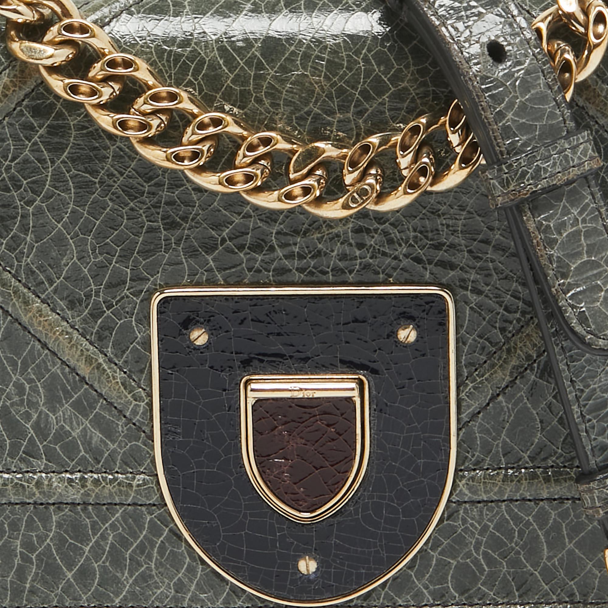 Dior Green Ceramic Effect Leather Diorama Club Shoulder Bag 1