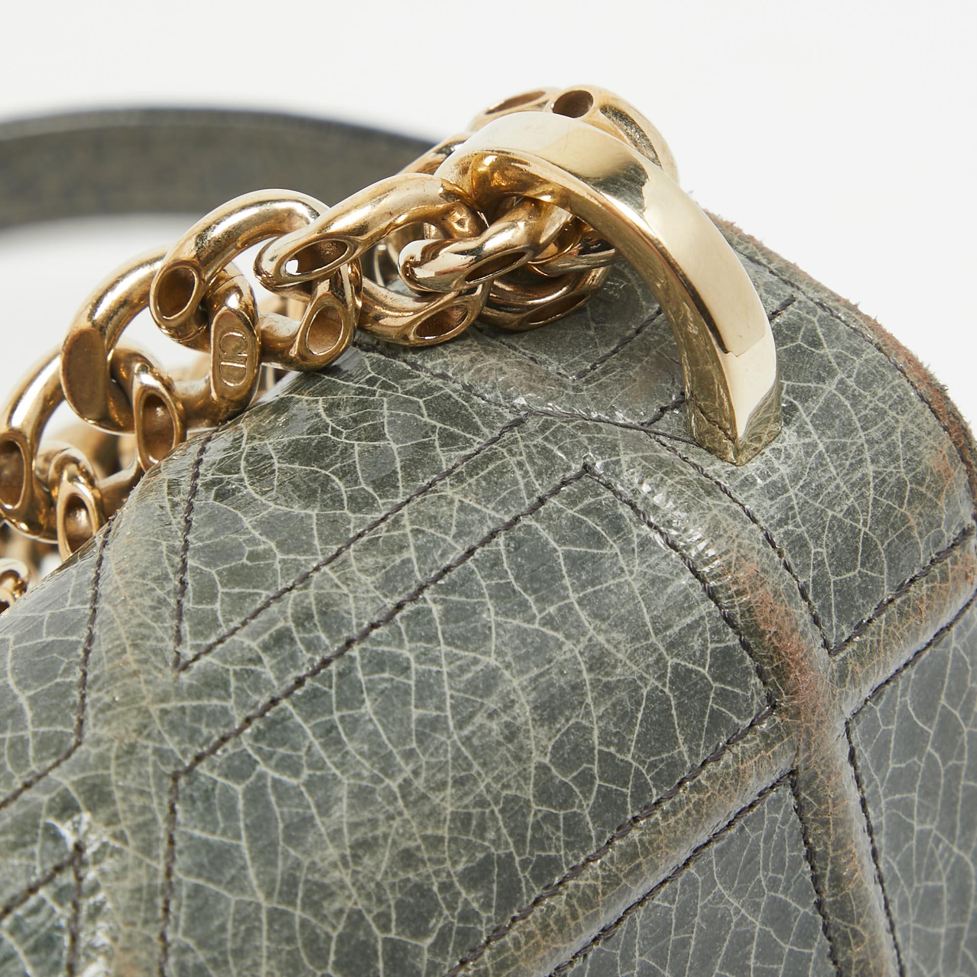 Dior Green Ceramic Effect Leather Diorama Club Shoulder Bag 4