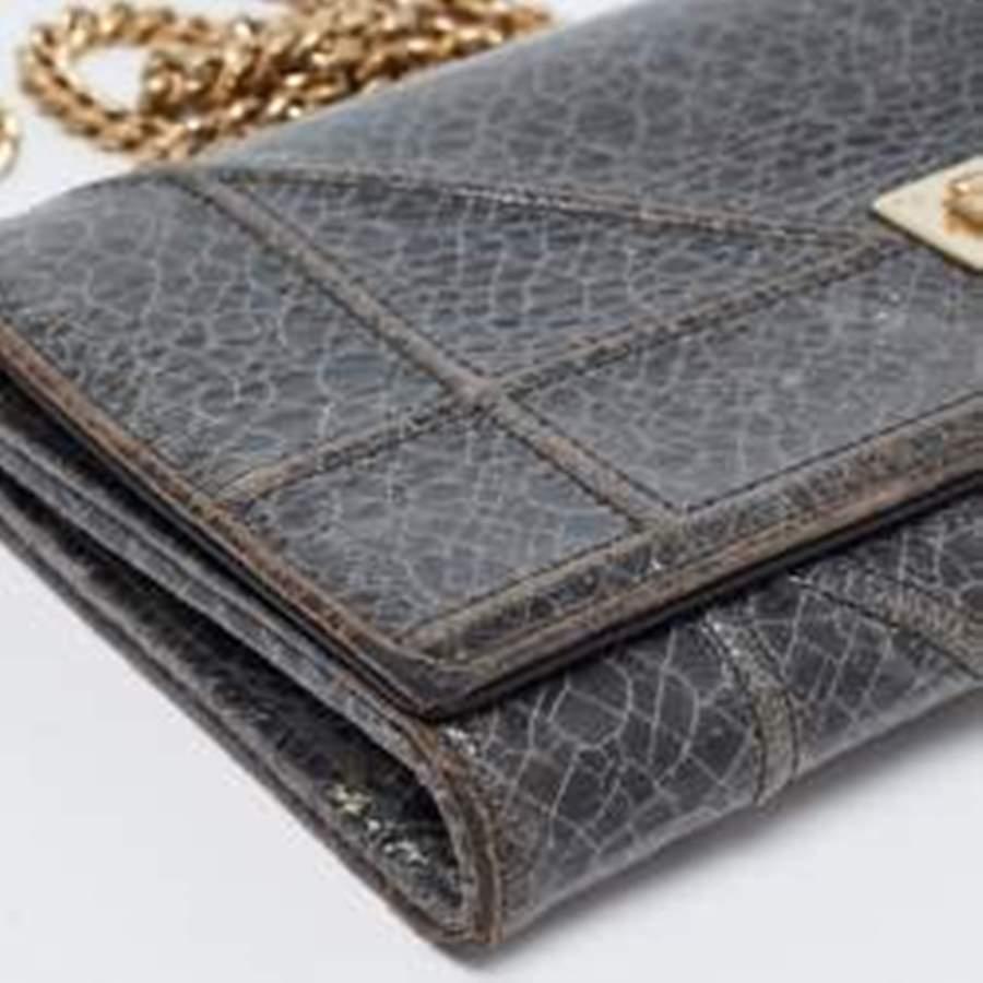 Dior Green Crackle Leather Diorama Wallet On Chain 6