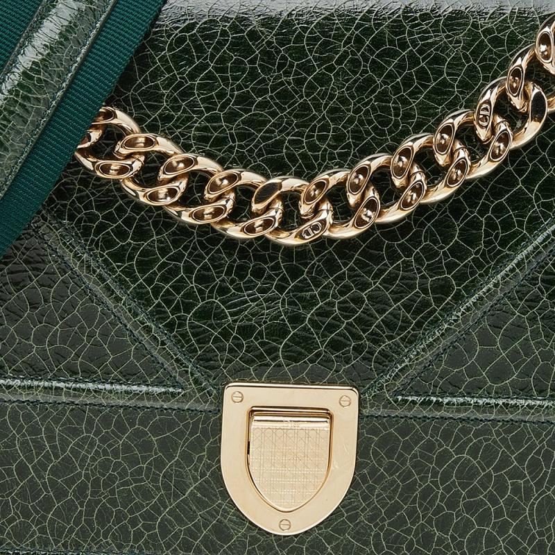 Dior Green Crackle Leather Large Diorama Flap Shoulder bag 5