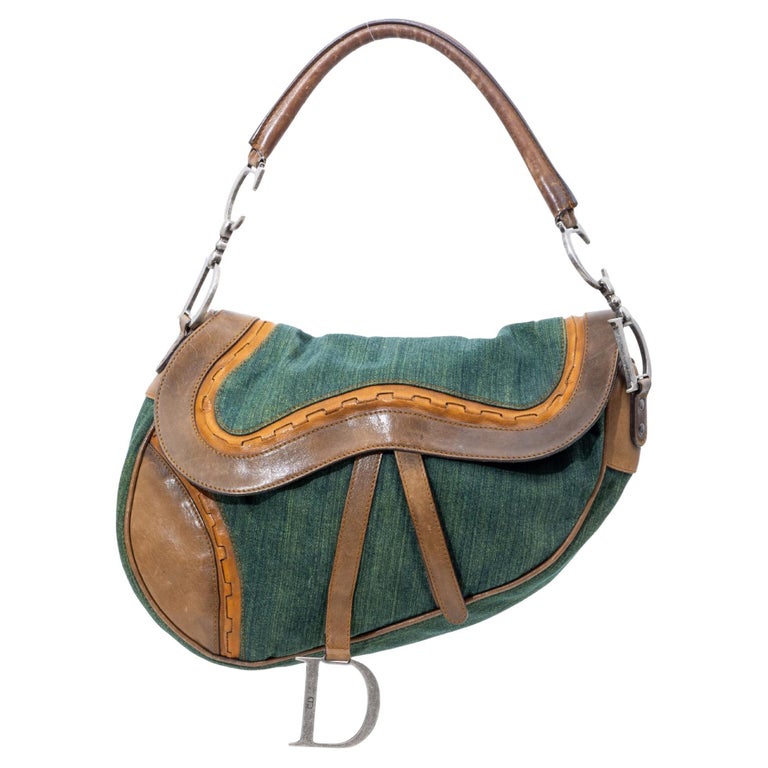Christian Dior Vintage Saddle Bag Denim Medium at 1stDibs