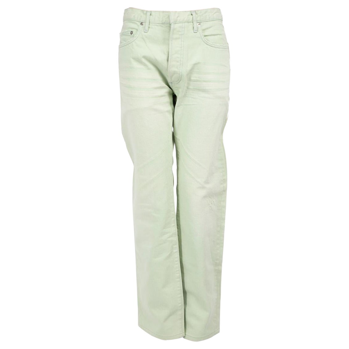 Dior Green Denim Straight-Leg Jeans Size XL For Sale