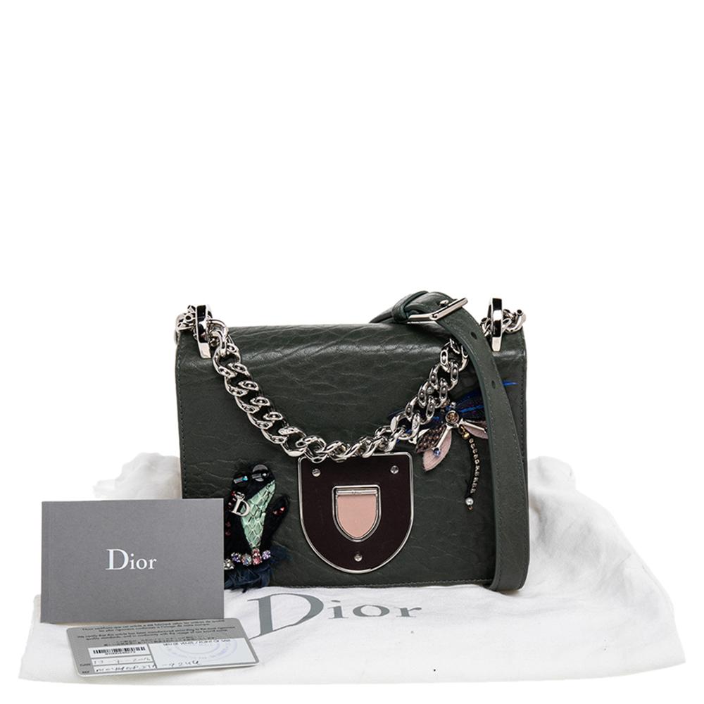 Dior Green Embellished Leather Diorama Club Shoulder Bag 5