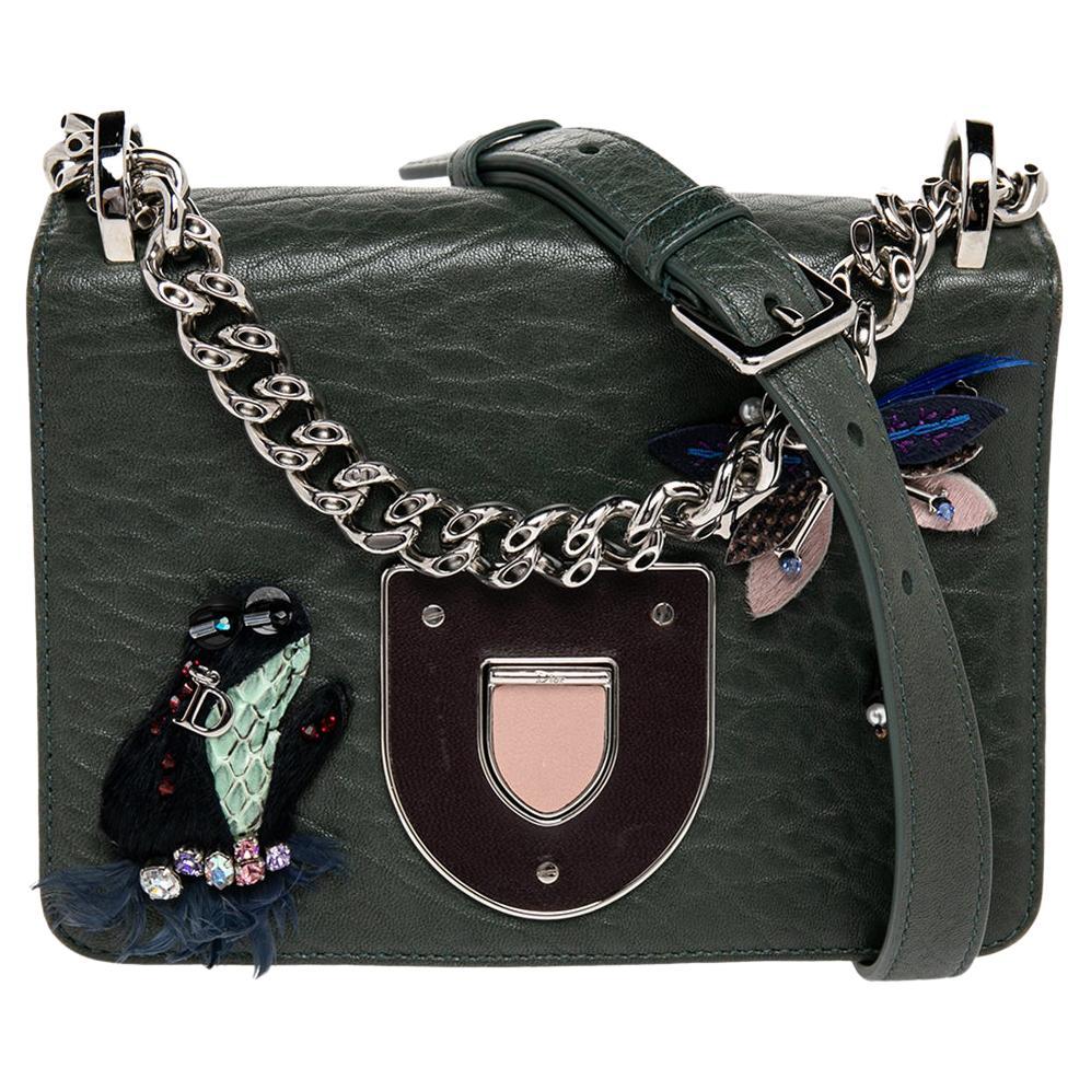 Dior Green Embellished Leather Diorama Club Shoulder Bag