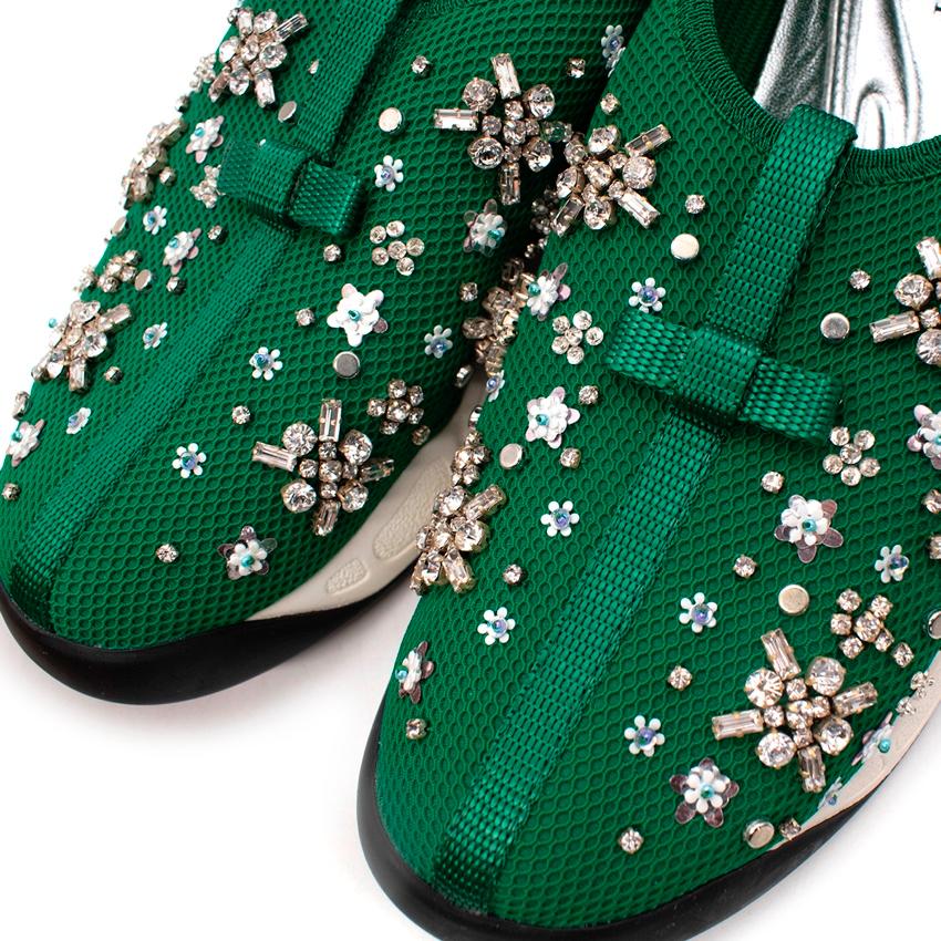 Black Dior Green Embellished Mesh Fusion Slip-On Sneakers For Sale