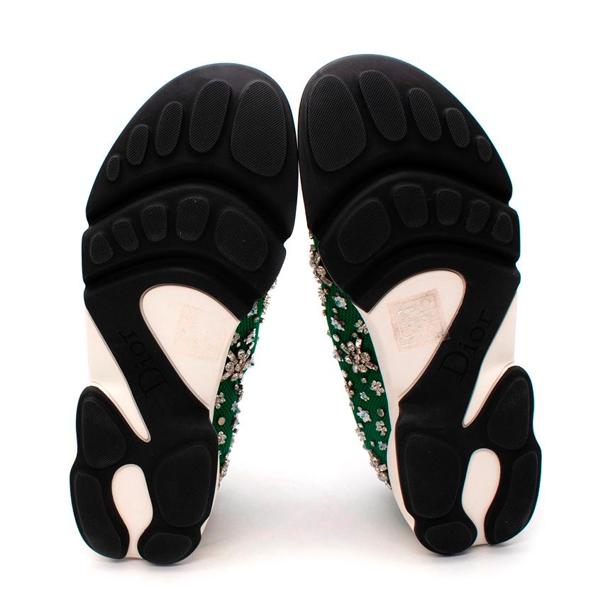 Dior Green Embellished Mesh Fusion Slip-On Sneakers In Excellent Condition For Sale In London, GB