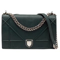 Dior Green Leather Large Diorama Shoulder Bag