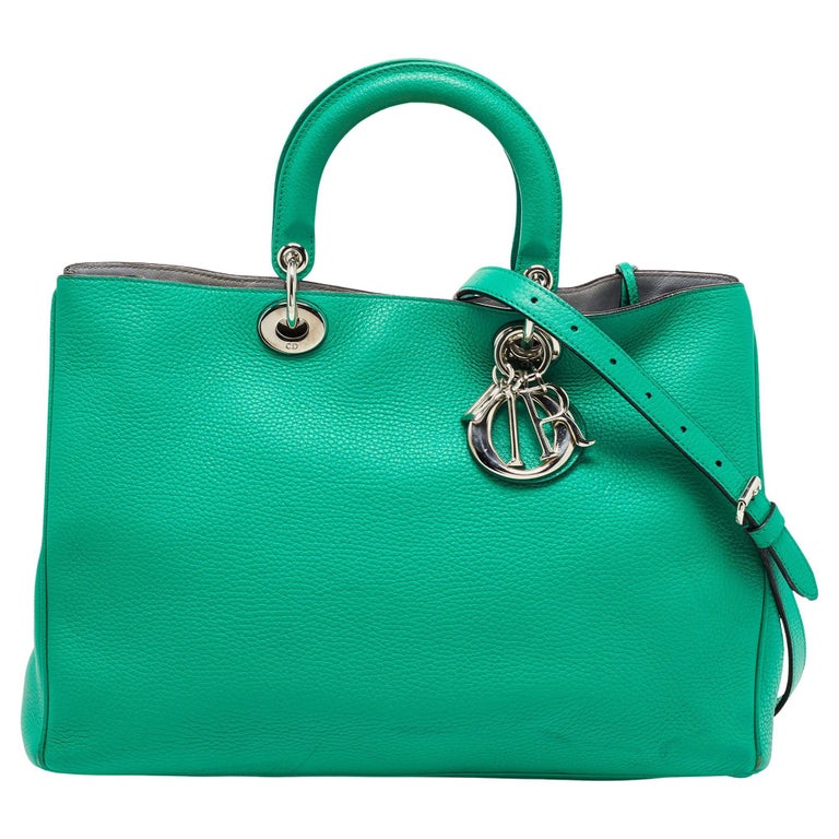 Dior Green Leather Large Diorissimo Shopper Tote For Sale at 1stDibs